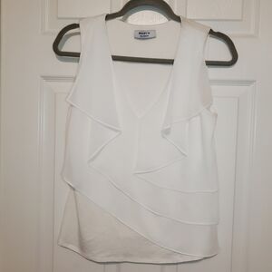 Bailey 44 White Ruffle Blouse Sleeveless Top Womens Size Small